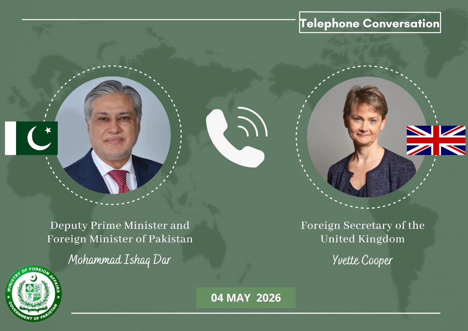 Mohammad Ishaq Dar spoke with UK Foreign Secretary Ms Yvette Cooper