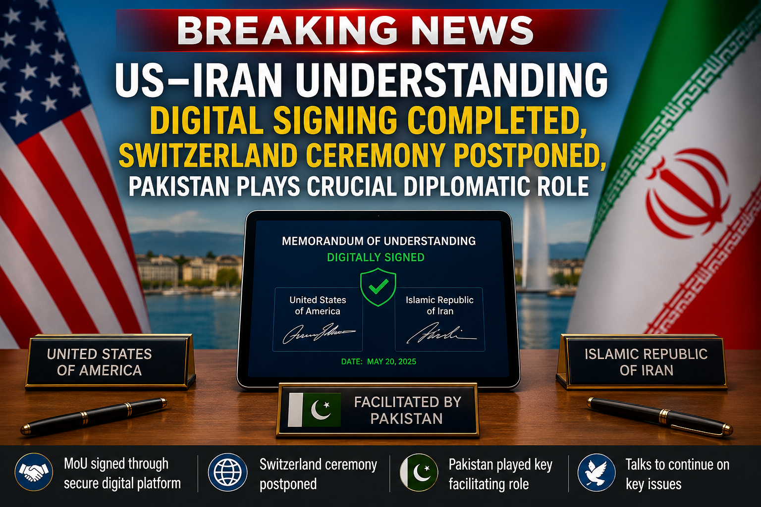 US–Iran Understanding Reaches Key Stage: Digital Signing Completed, Switzerland Ceremony Postponed,?
