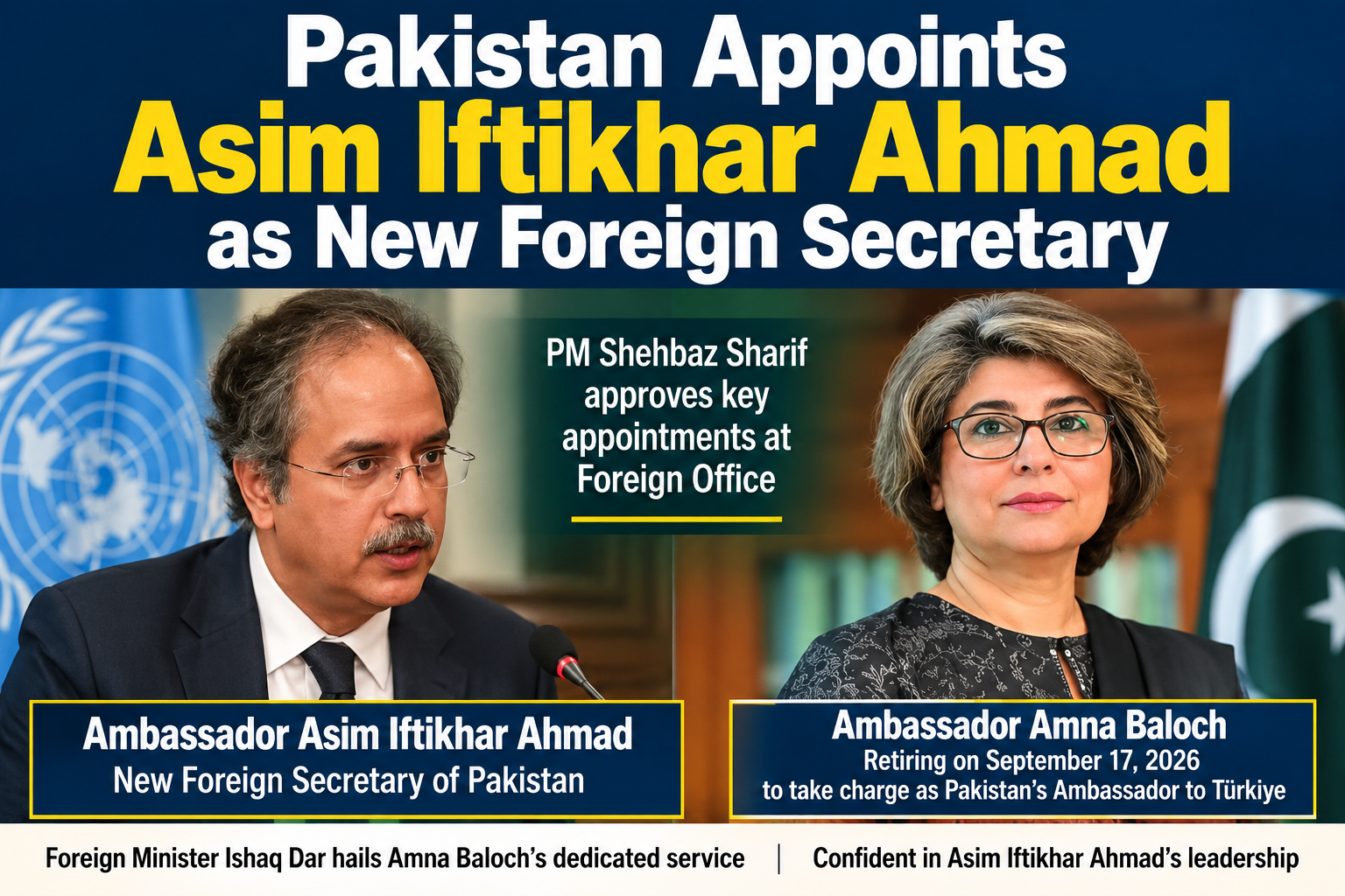 Pakistan Appoints Asim Iftikhar Ahmad as New Foreign Secretary